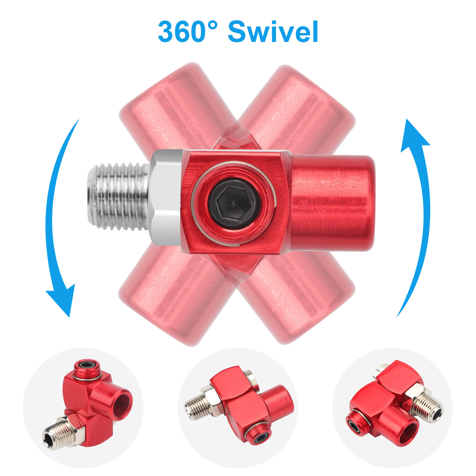 1/4" NPT 360 Degree Swivel Air Hose Connector Fittings with 1/4" MNPT Quick Plug