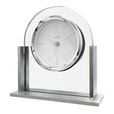 Acctim Wootton Kaminuhr Quarzglas & gebürstetes Metall energieeffizient