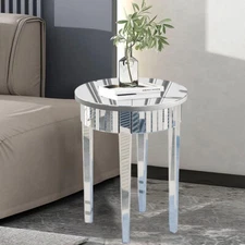 High-end Silver Mirrored Side End Table Retro for Entryway Living Room Bedroom