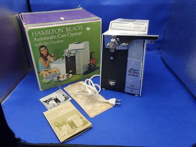VTG Hamilton Beach Automatic Can Opener w/ Ice Crusher Silver Starburst NOS