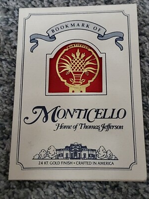 Souvenir gold plated Monticello bookmark. Thomas Jefferson Home
