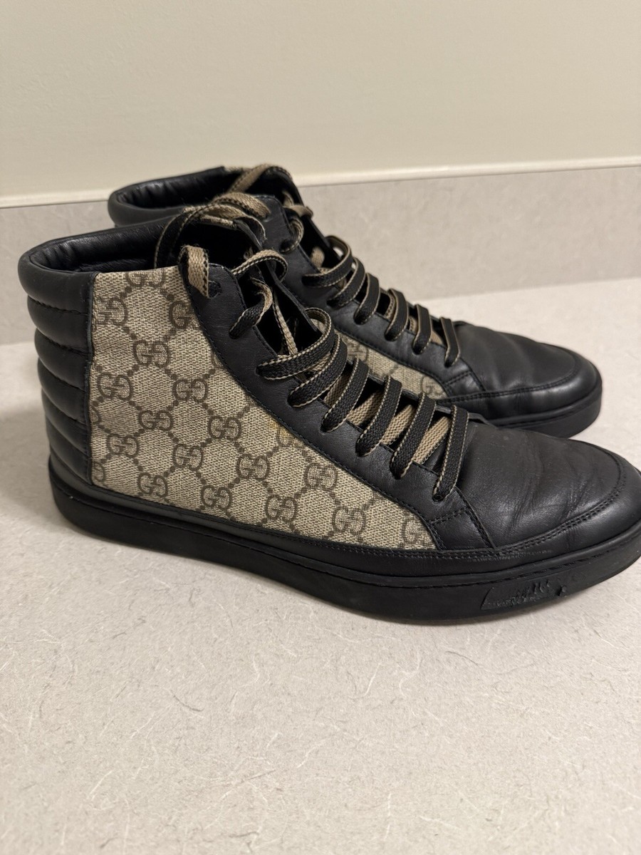 Auth Mens Gucci GG Canvas & Leather High Top Sneakers, Size