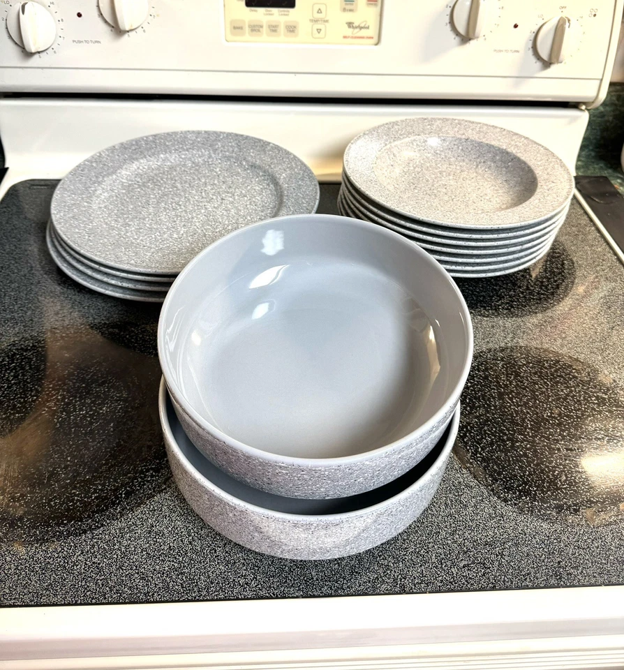 Vintage Semi-Set of Mikasa Dinnerware (13 Pieces Total) Ultrastone Grey - Image 4 of 4