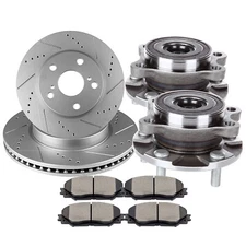 Front Drilled Brake Rotors Ceramic Pads & Wheel Hub Bearing For 2008-15 Scion xB