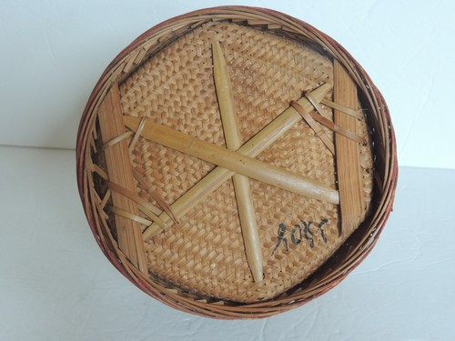 Cesta de boda vintage asiática tejida de ratán esponsal pez pintado a mano grande - Imagen 9 de 12