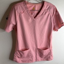 Carhartt Force Scrub Top Womens S Pink Ripstop V-neck Utility Nurse Medical