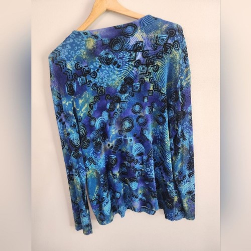 Vtg Chico's Travelers single Button Cardigan womens 3 (US XL/16) abstract USA  - Picture 10 of 14