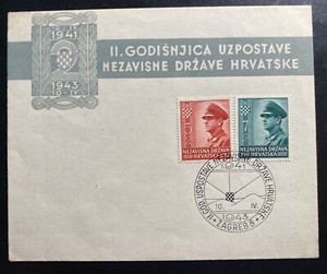 1943 Zagreb Croatia First Day Cover FDC National Youth Society Sc#B29-30