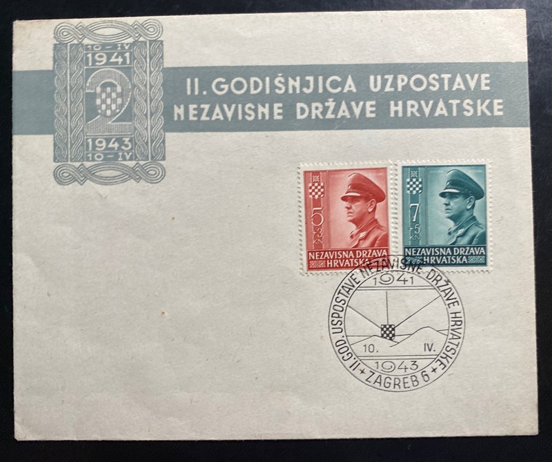 1943 Zagreb Croatia First Day Cover FDC National Youth Society Sc#B29-30