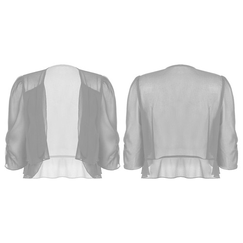 Lady Open Front Chiffon Cardigan See-through Bolero Shrug Crop Top Evening Party - Picture 43 of 466