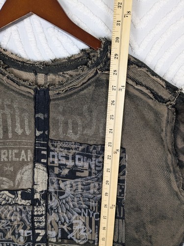 Affliction 2XL Thermal Long Sleeve Reversible Shirt Skull 4 Sided Sweatshirt - Picture 6 of 9