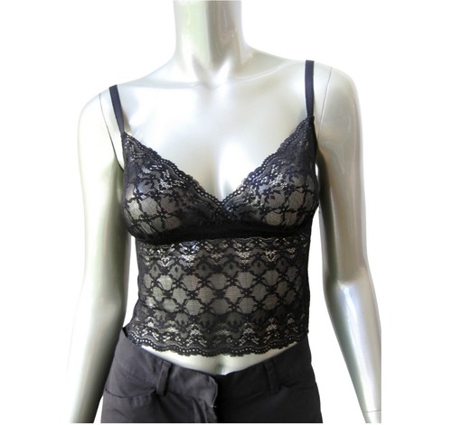Pantalon En Dentelle Noir Intense Transparente À Taille Haute