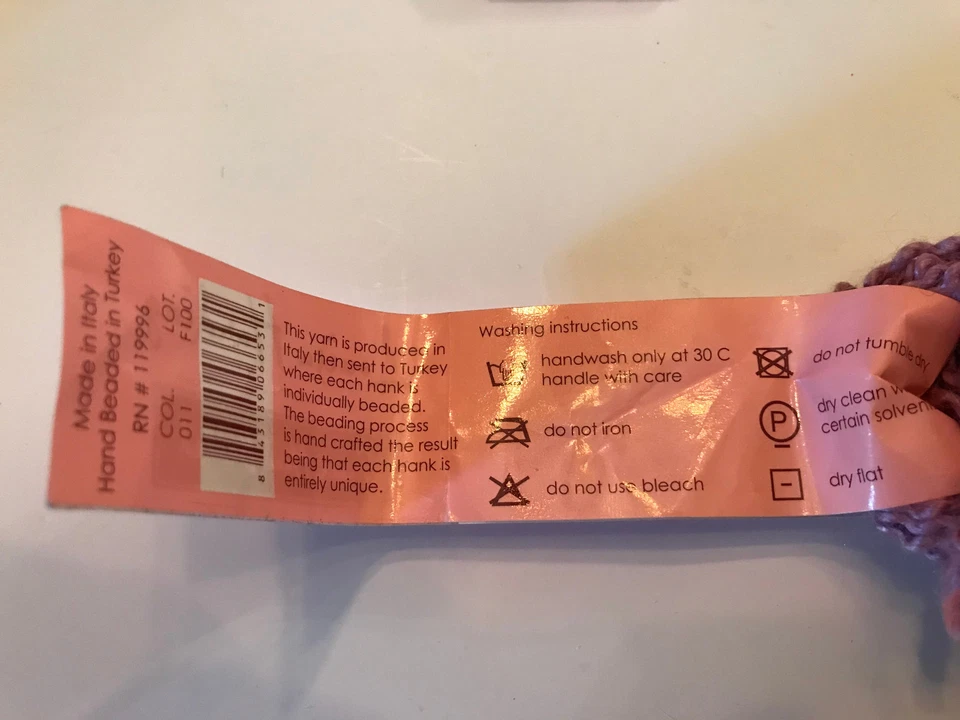 Louisa Harding Grace Hand Beaded Silk & Merino Wool Yarn Skein - Color 011 Palma - Image 4 of 4