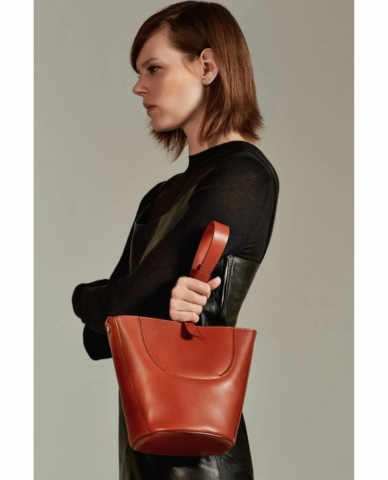 Zara mini leather bucket bag deals