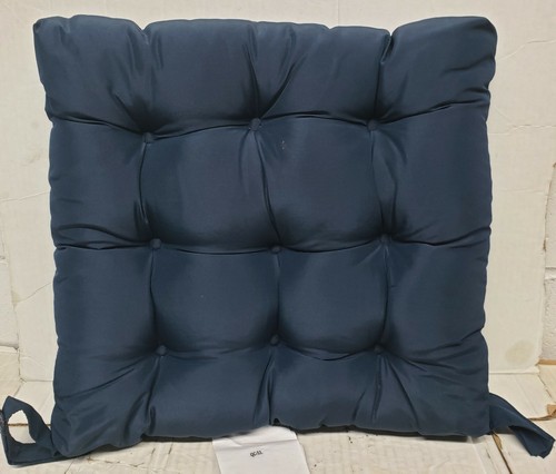 SET OF 2 THICK REVERSIBLE CUSHION CHAIR PADS w/ties (15x15") NAVY BLUE COLOR,MS - Picture 8 of 12