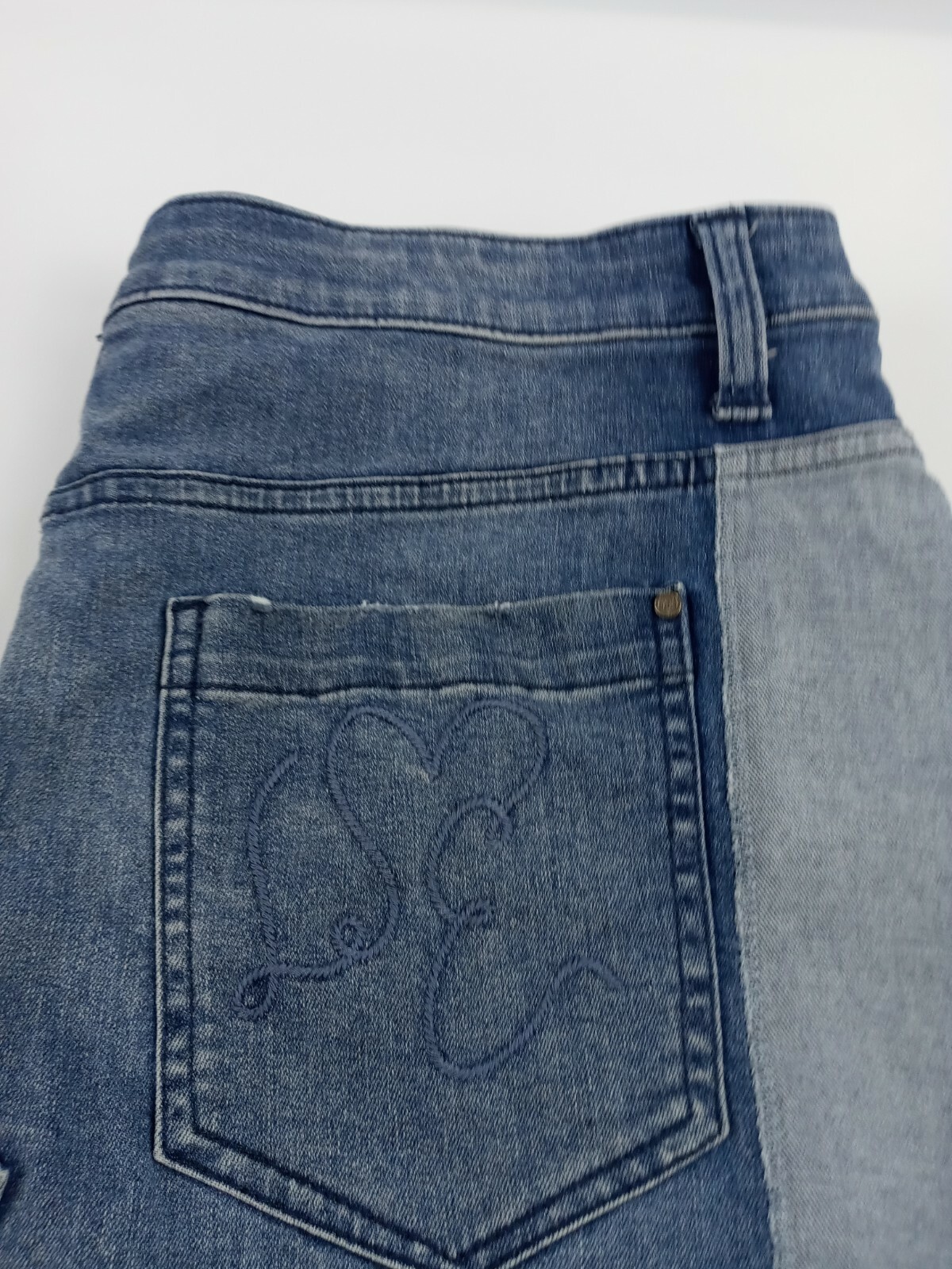 Libby Edelman  Denim Jean Skirt Size Large Patchw… - image 10