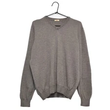 Altea Milano 100% Virgin Wool Men’s Gray V-Neck Sweater Size fit S Made in Italy