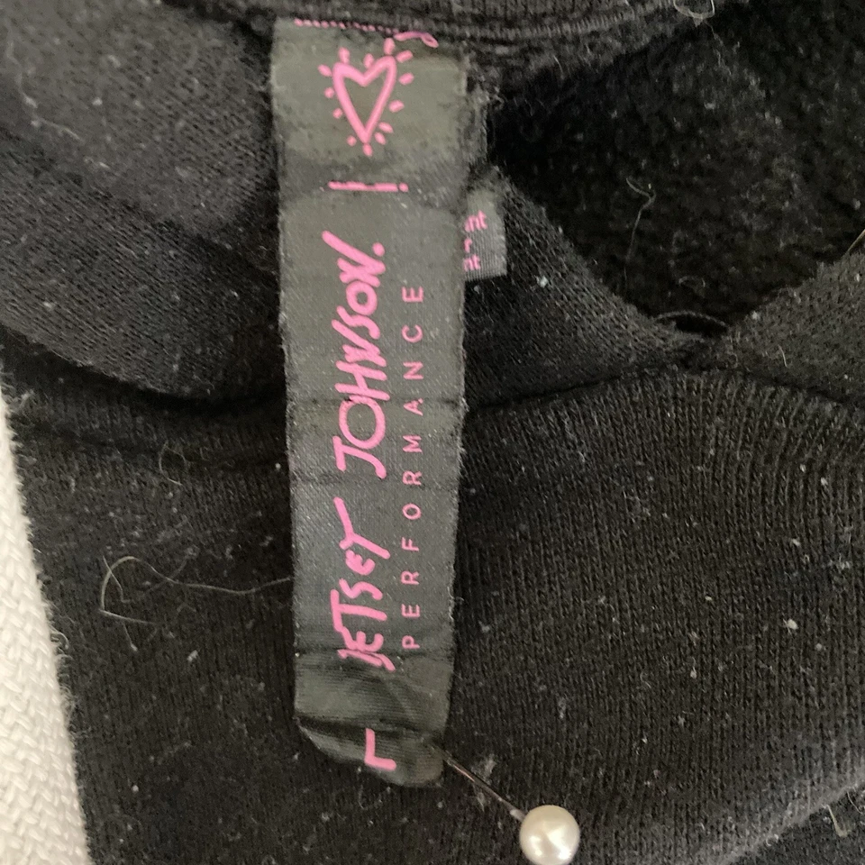 Betsey Johnston Sweatshirt Hooded Pullover No Pain No Gain Black White Large - Image 3 of 4