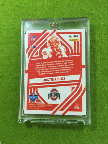 Tarjeta de novato Justin Fields Gold Prizm RC 2021 Donruss Elite Justin Fields SP #/10 - Imagen 12 de 12