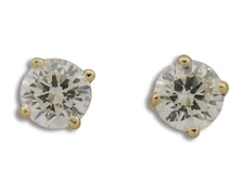Lab-Created Diamond Stud Solitaire Earrings 1/3 ct Set in 14k Solid Yellow Gold