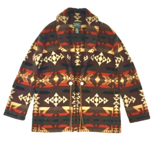 Ralph Lauren Brown Southwestern Sweater Cardigan Native Coat Aztec Camping Ranch - Picture 7 of 7