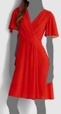 $146 Ralph Lauren Women's Red Flutter Sleeve Georgette Dress Size 14