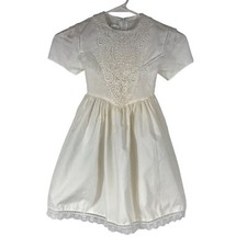 GUNNE SAX BY JESSICA McCLINTOCK - GIRL 4 - WHITE LACE FRONT BELTED DRESS