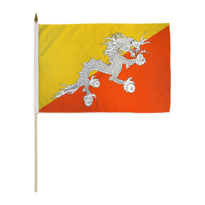 1 Dozen Bhutan Flags 12x18in Stick Flag of Bhutan Bhutanese Flag