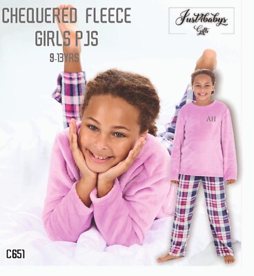 Personalised Kids Girls Plush Fleece Lounge Set Warm Pyjamas Set PJ's  9-13yr UK
