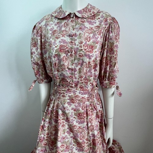 Vintage Laura Ashley Floral 2 Piece Set Suit Blouse Skirt Bow S M Britain 80s - Picture 8 of 21