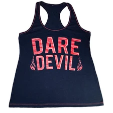 Active Tank Top Medium Black Racer Walking Workout Summer Burnout Dare Devil  h