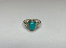 925 Silvering Exquisite Thai Silver Ring with Authentic Turquoise Stone