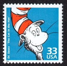 USA, SCOTT # 3187-H, MNH STAMP DR. THEODOR SEUSS GEISEL CAT IN THE HAT CARTOON