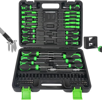 107-Piece Magnetic Screwdriver Set with Case Slotted Phillips Torx Hex Precision