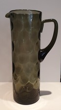 Unique Vintage Green Fish Scale Thumbprint Glass Jug Pimms  Sangria  29cm 1.6L