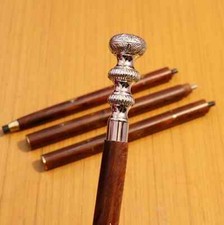 SOLID BRASS VINTAGE HANDLE HEAD ANTIQUE CANE WOODEN WALKING STICK HANDMADE GIFT
