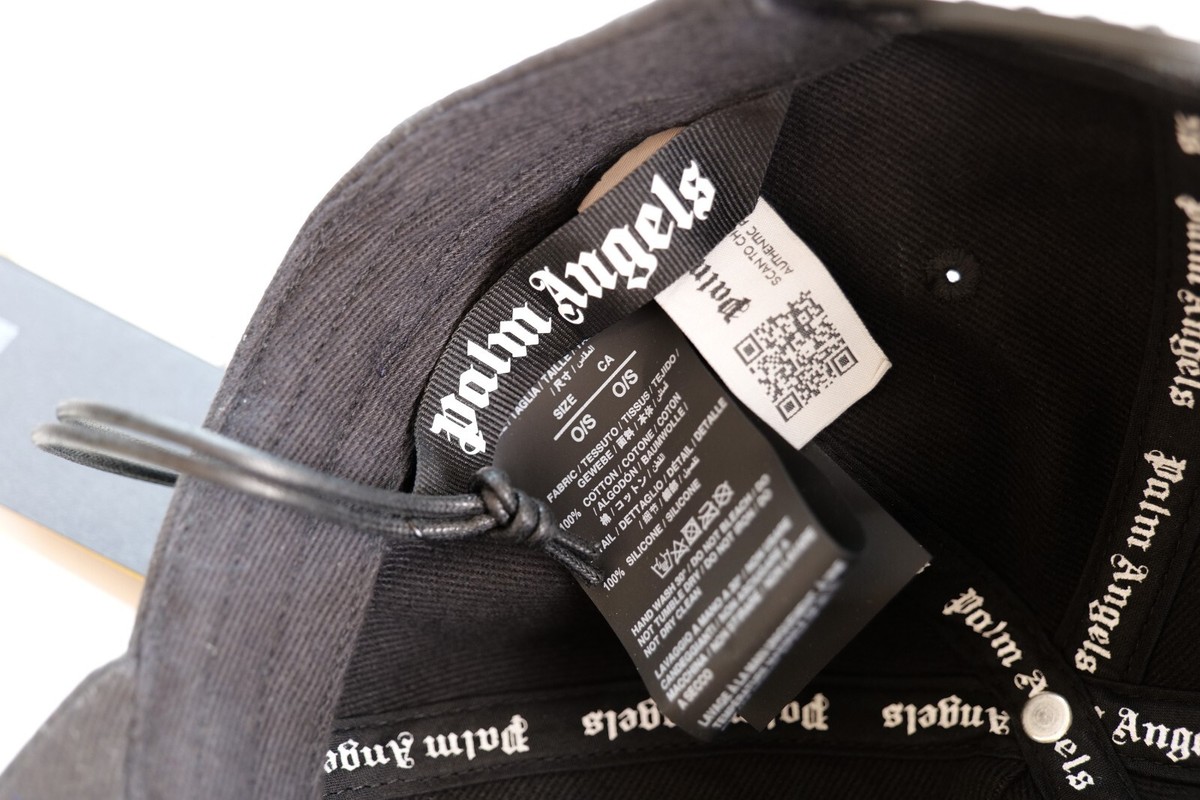 Palm Angels Black Cotton Embroidered Logo Baseball Cap | eBay
