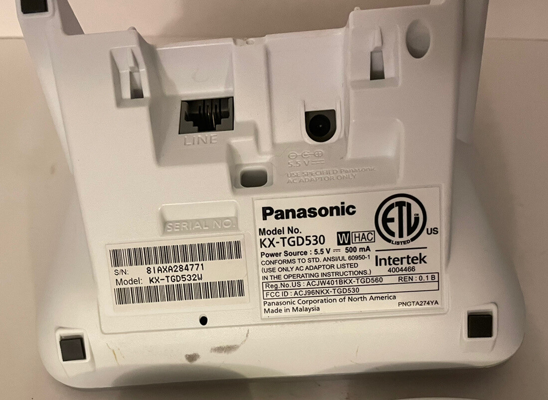 Panasonic KXTGD530 White Cordless Phone Answering Machine with 2