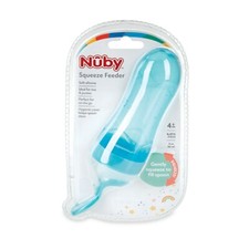 Nuby Silicone Squeeze Feeder with Spoon - Easy to Use - Rice Purees - Aqua