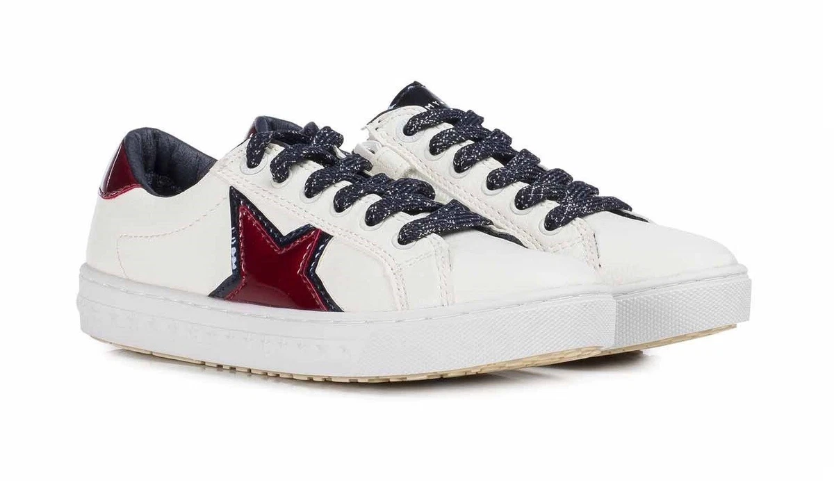 Tommy Hilfiger White Red Lace Up Sneaker Loafers Shoes Casual Kids