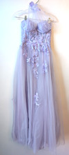 Andrea  Leo Purple Prom Dress Gown Size 4 Long Beaded Formal Corset Top