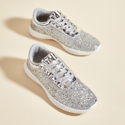 LUCKY STEP Women's Glitter Shoes Sparkly Lightweight Metallic Sequins TennisShoe