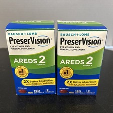 2 PreserVision Areds 2 Eye Vitamin and Minerals 120 Softgels Exp. 05/2027