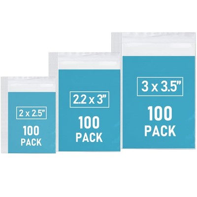 Small Plastic Bags, 300 PCS Mini Baggies, 3 Assorted Sizes, Transparent Jewe...