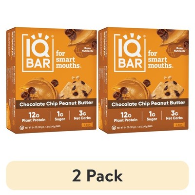 IQBAR Chocolate Chip Peanut Butter Protein 8 bars - Free Shipping