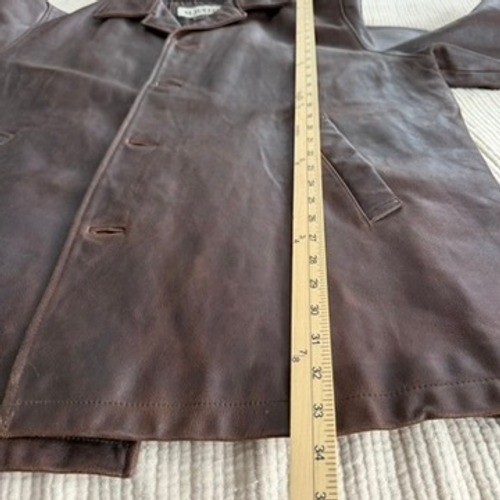 Vintage M. Julian Wilsons Leather Car Coat Men 1X Brown Button Front Jacket 90's image 5