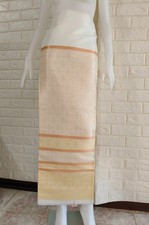Exquisite Thai Art Silk Brocade Fabric - Elegant Cream Metallic Gold Shimmer