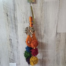 Orange Guitar Hanging Bird Parakeet Toy for Parrots Cockatiel Conure
