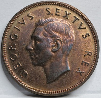SOUTH AFRICA Britain Half 1/2 Penny 1952 Red UNC Ocean Ship King