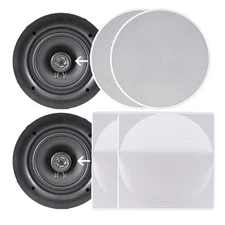 Pyle 8.0'' Wall/Ceiling Dual Stereo Speakers, 250 Watt 2-Way, Flush Mount, White